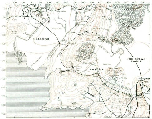 Mapas da terra Média caminhos